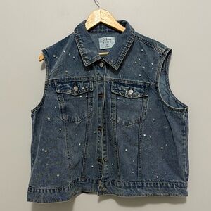 Ci Sono Rhinestone Studded Denim Vest Size 2X